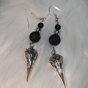 Handmade Raven steampunk plague death mask necklace and earrings